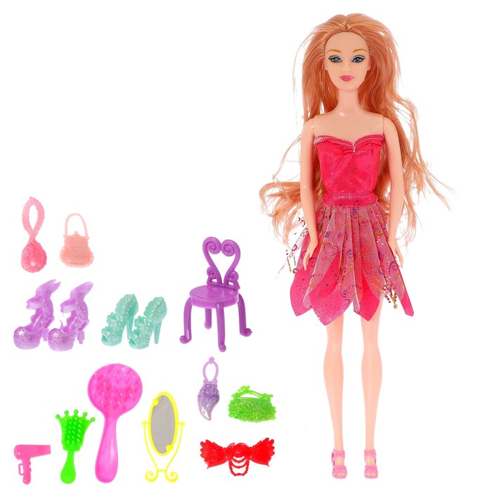 Кукла модель "Марина" в платье с аксессуарами, МИКС