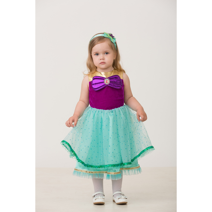 Карнавальный костюм "Принцесса Ариэль", текстиль, платье, повязка, р-р 28, рост 98 см