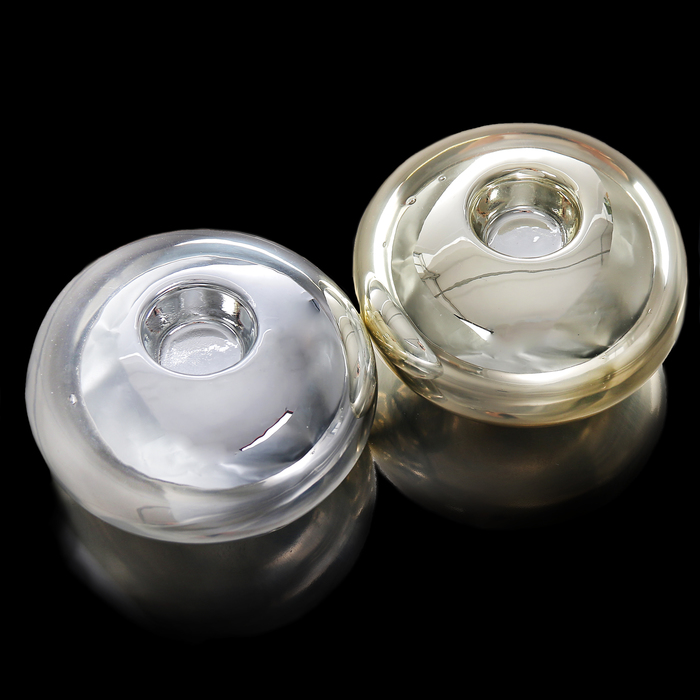 Подсвечник керамика на 1 свечу "Зеркальный полушар" МИКС 3,7х8х8 см