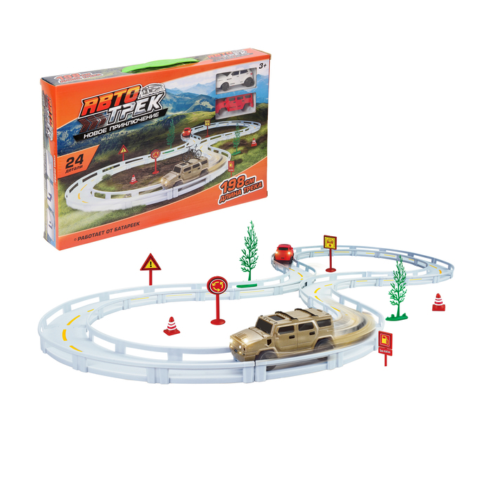 Автотрек "Новое приключение", 1 машина работает от батареек + сменный кузов, длина трассы 198 см