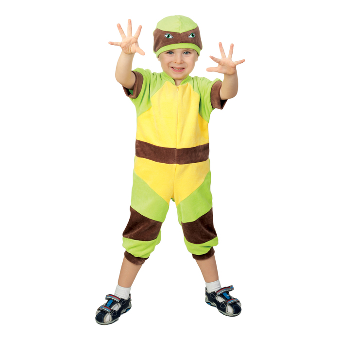 Карнавальный костюм "Ниндзя", велюр, комбинезон, шапочка, цвет зелёный, рост 98-104 см