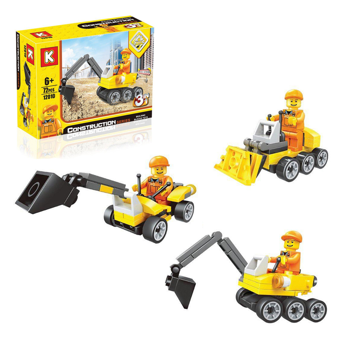 Конструктор «Дорожный погрузчик», 72 детали, 3 варианта сборки