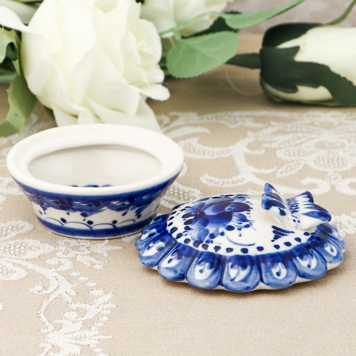 Шкатулка "Бабочка", гжель