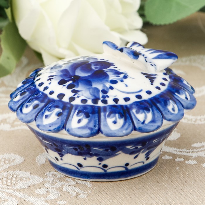 Шкатулка "Бабочка", гжель