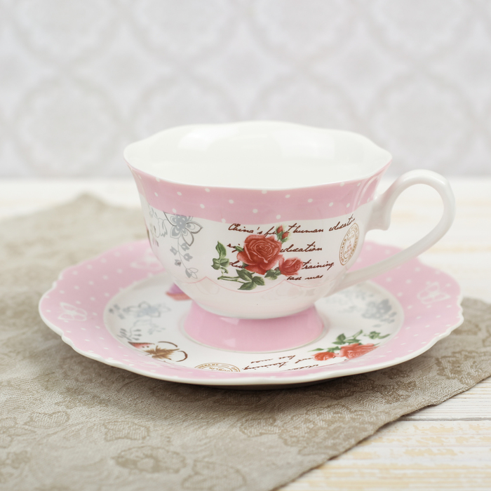 Чайная пара 220 мл "Романтика", блюдце 15,5 см