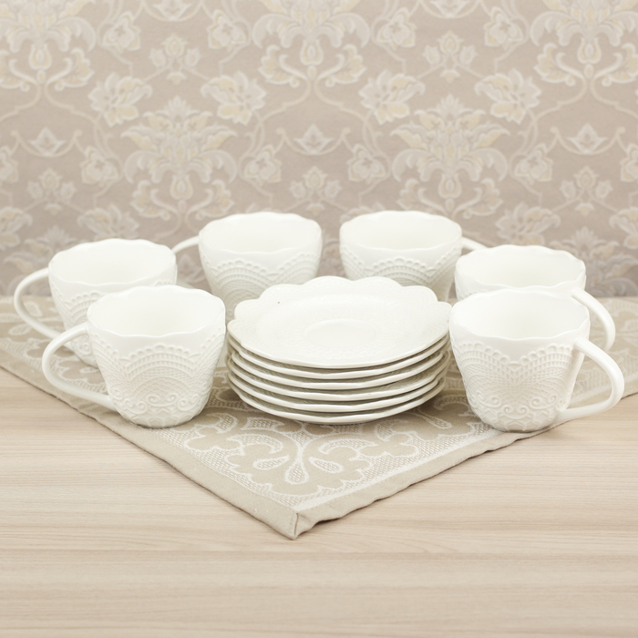 Сервиз кофейный "Селена", 12 предметов: 6 чашек 220 мл, 6 блюдце d=14,5 см