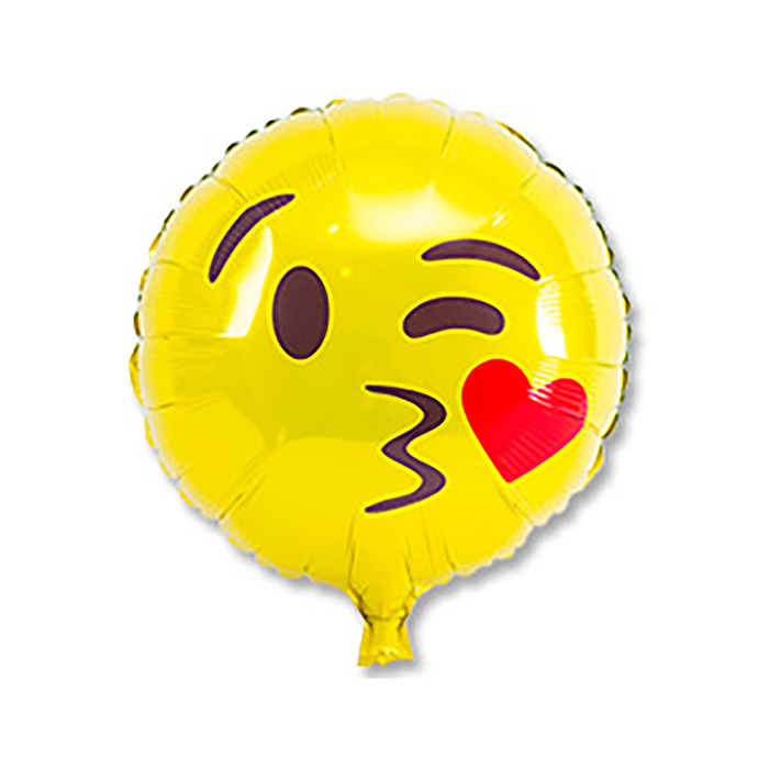 Шар фольгированный 18" "Эмоции смайлик с поцелуем"