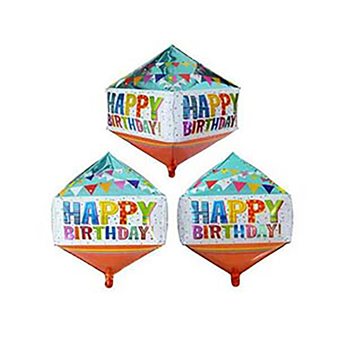 Шар фольгированный 3D ЦИРКОН "С днем рождения Гирлянды" 15"