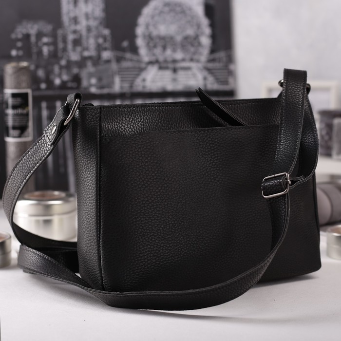 Сумка женская, отдел с перегородкой на молнии, 2 наружных кармана, крокодил лак, цвет синий