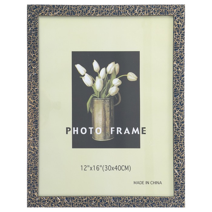 Фоторамка пластик 30х40 см "Золотые линии на синем"