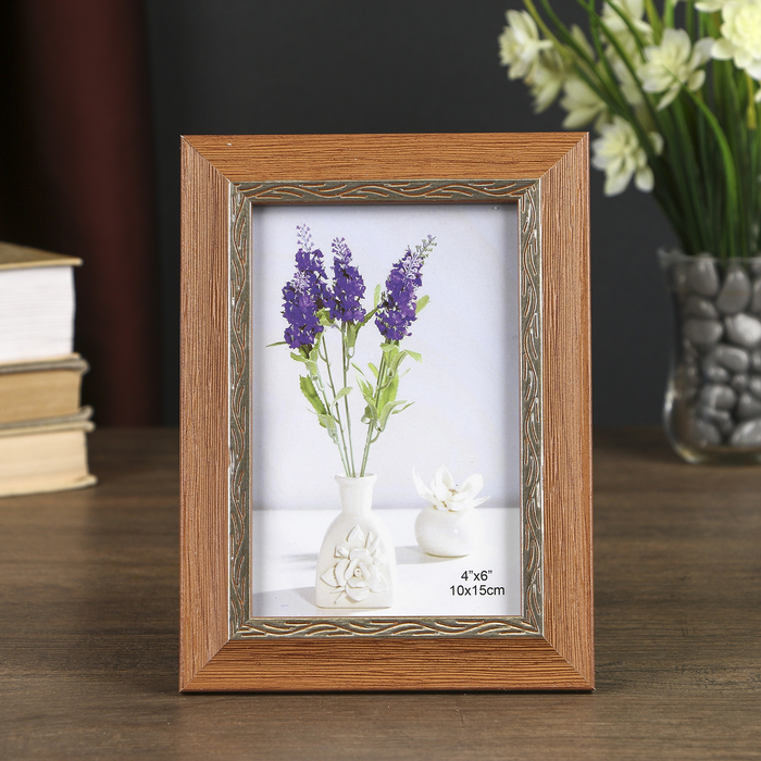 Фоторамка пластик 10х15 см "Герда" клен с золотом