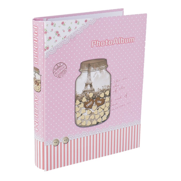 Фотоальбом на 100 фото 13х18 см "Баночка с сердцами и бабочками" МИКС 29,7х23,5х5,5 см