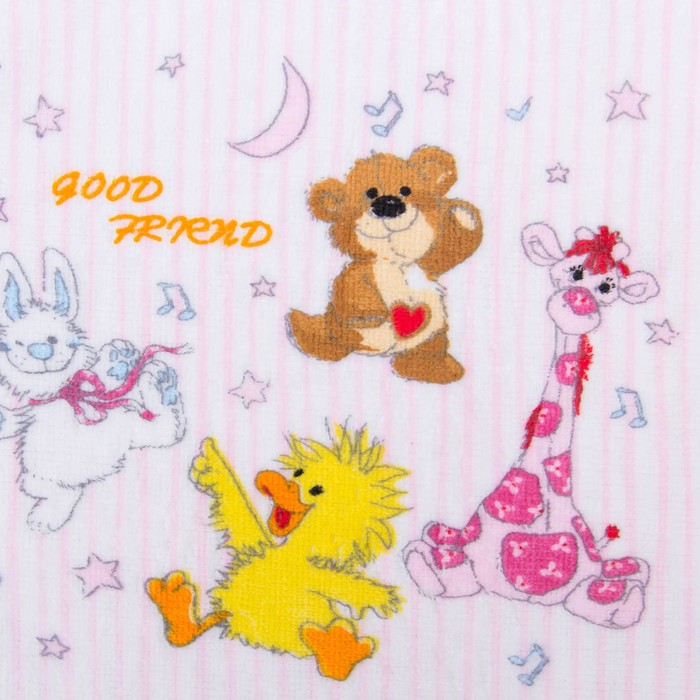 Салфетка махровая "Хорошие друзья" (розовая), 25х25 см, хл100, 340 г/м