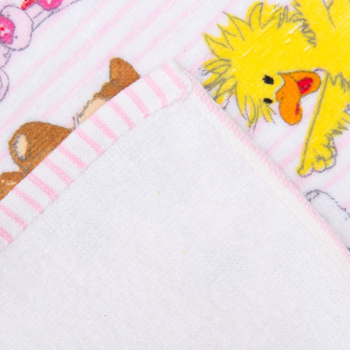 Салфетка махровая "Хорошие друзья" (розовая), 25х25 см, хл100, 340 г/м