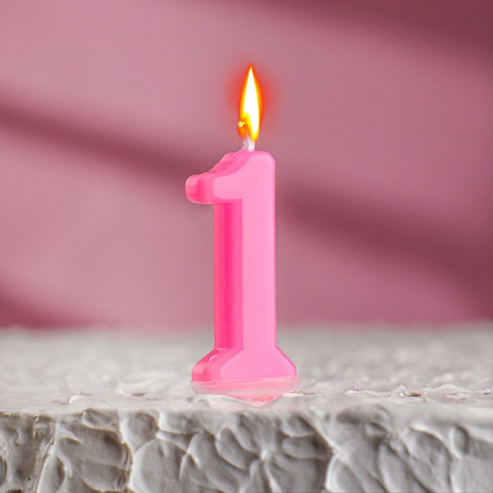 Свеча в торт цифра 1, голубой