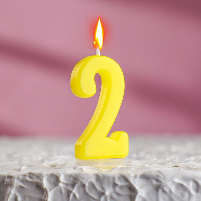 Свеча в торт цифра 2, голубой