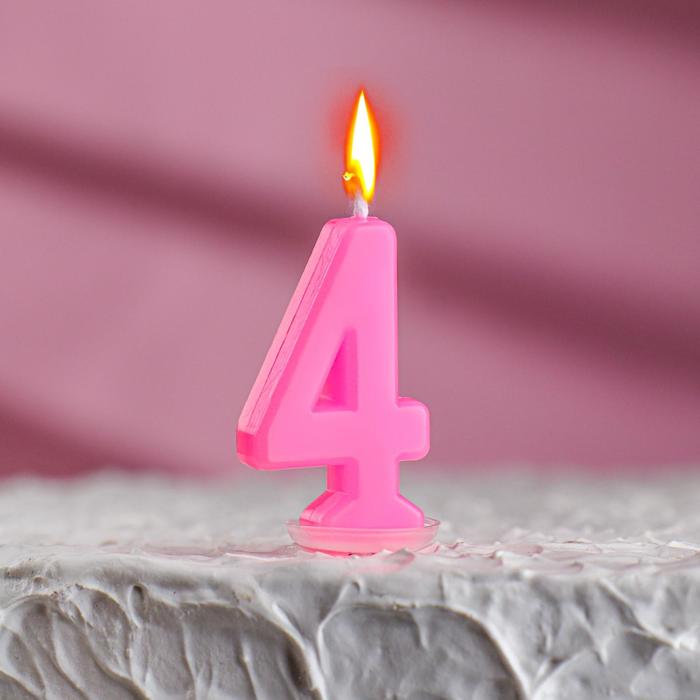 Свеча в торт цифра 4, голубой