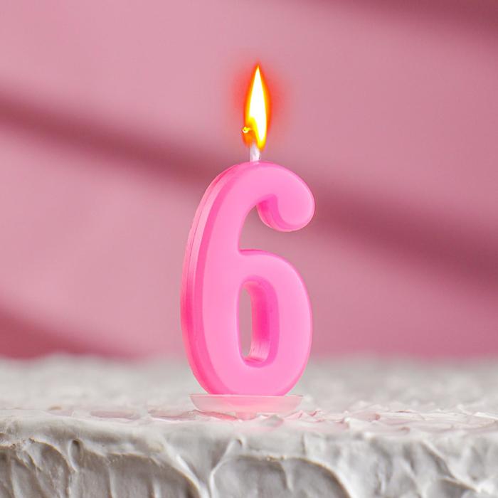 Свеча в торт цифра 6, голубой