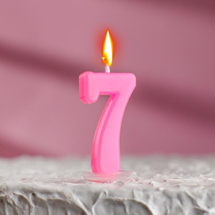 Свеча в торт цифра 7, голубой