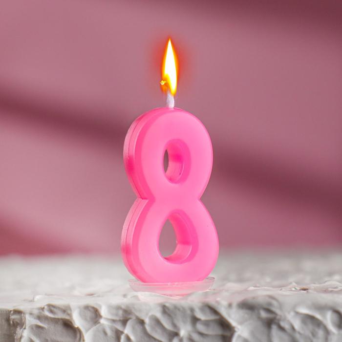 Свеча в торт цифра 8, голубой