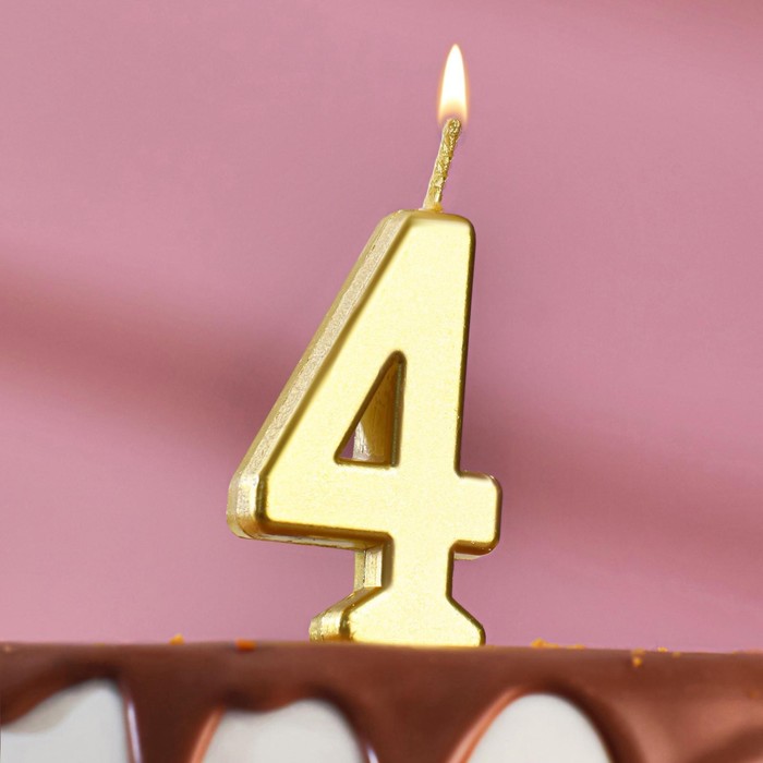 Свеча в торт на шпажке, цифра 4, золотой, 4.5х2.5 см свеча в торт на шпажке цифра 4 золотой 4 5х2 5 см 1 комплектов в 1 заказе