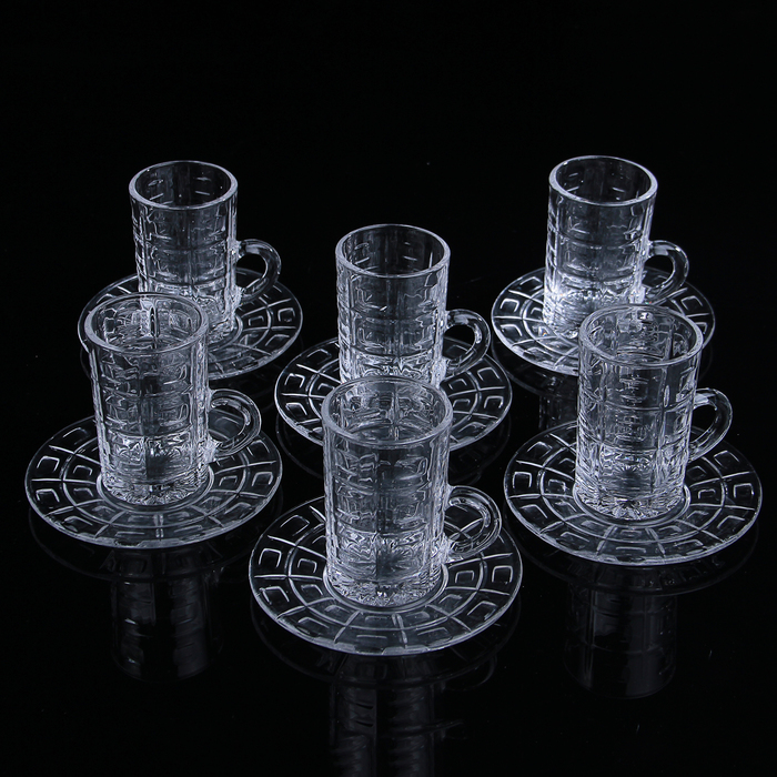 Набор чайный "Квадрат", 12 предметов: 6 кружек 120 мл, 6 блюдец 12 см