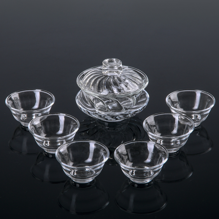 Набор чайный "Чаепитие", 7 предметов: гайвань 150 мл, 6 чашек 50 мл, d=6,3 см