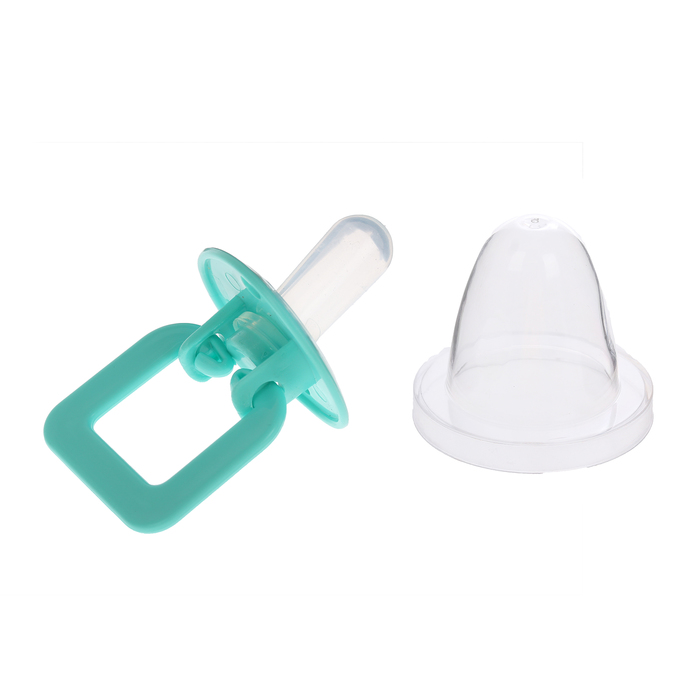 Пустышка силиконовая классическая с держателем и колпачком, от 0 до 6 мес., цвет бирюзовый