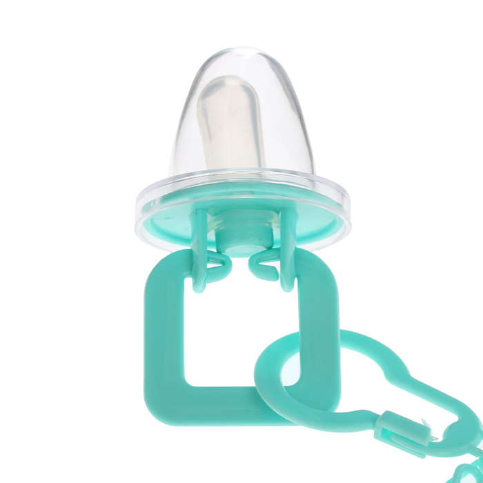 Пустышка силиконовая классическая с держателем и колпачком, от 0 до 6 мес., цвет бирюзовый