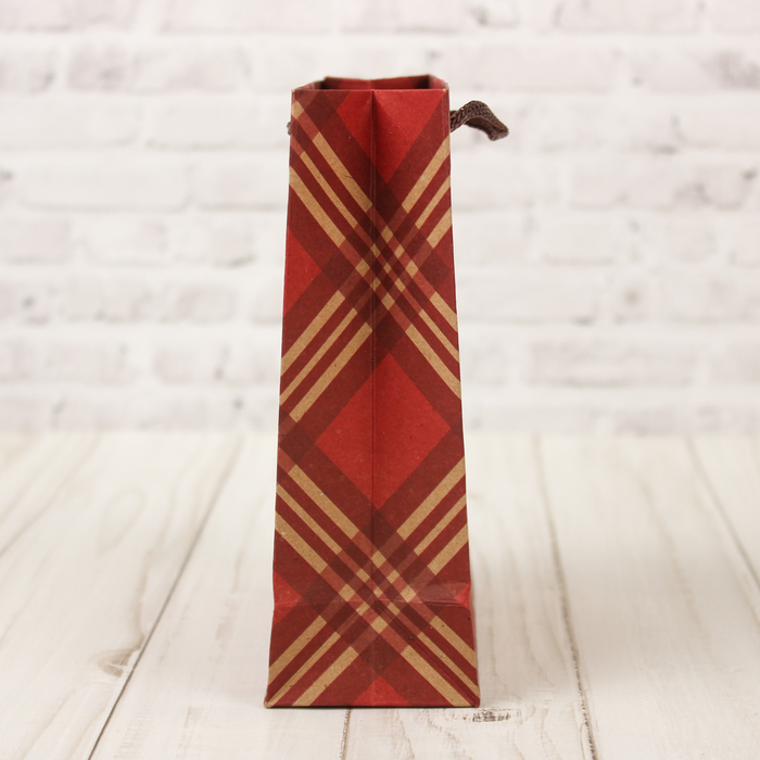 Пакет крафт "Красная клетка", 11 х 5,5 х 14,5 см