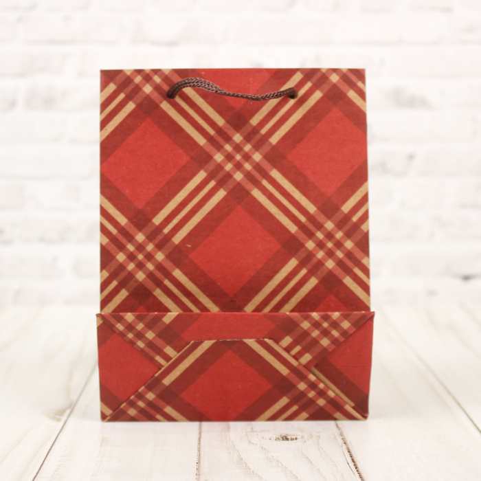 Пакет крафт "Красная клетка", 11 х 5,5 х 14,5 см