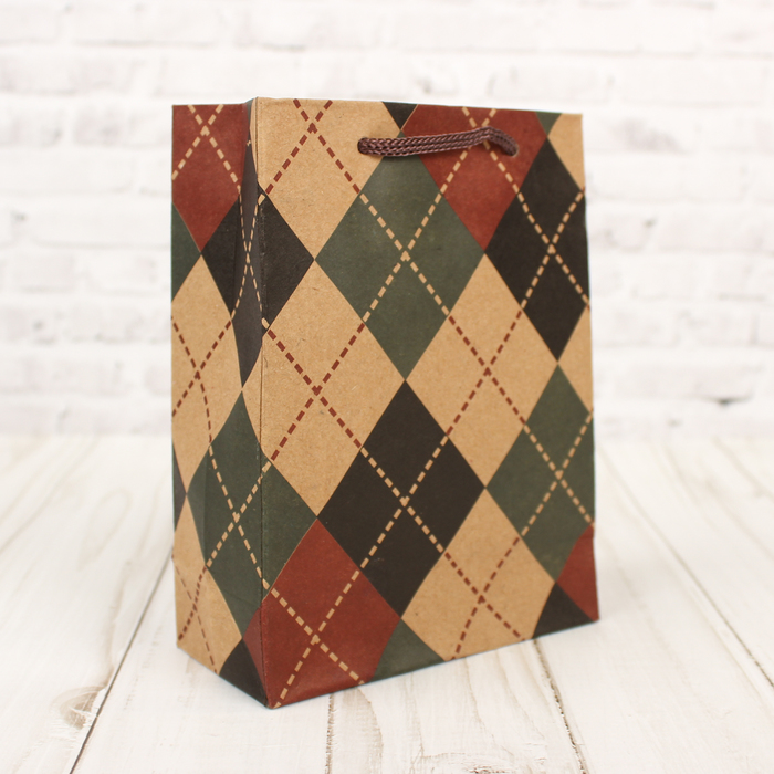 Пакет крафт "Ромбики", 11 х 5,5 х 14,5 см