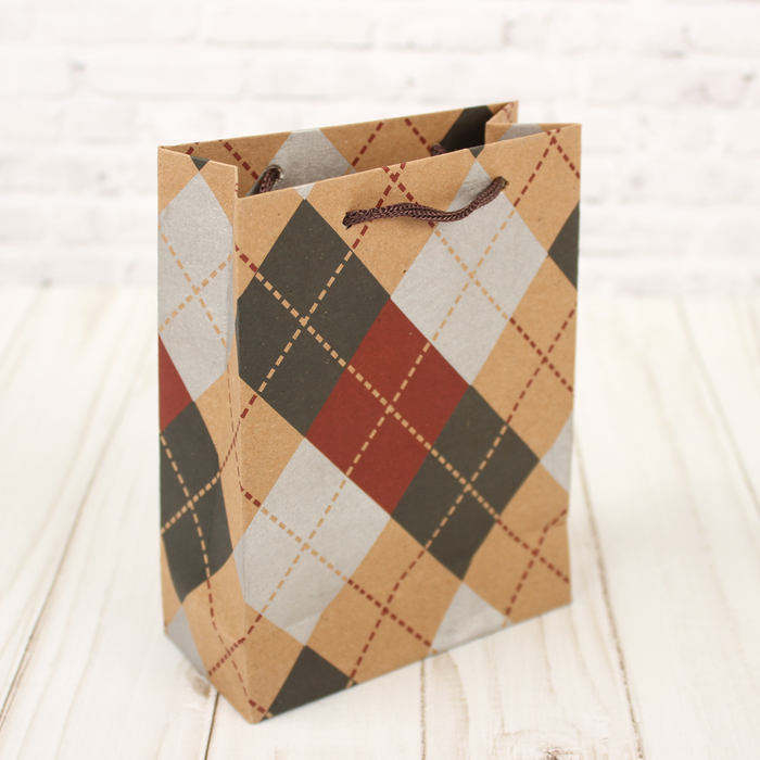 Пакет крафт "Ромбики", 11 х 5,5 х 14,5 см