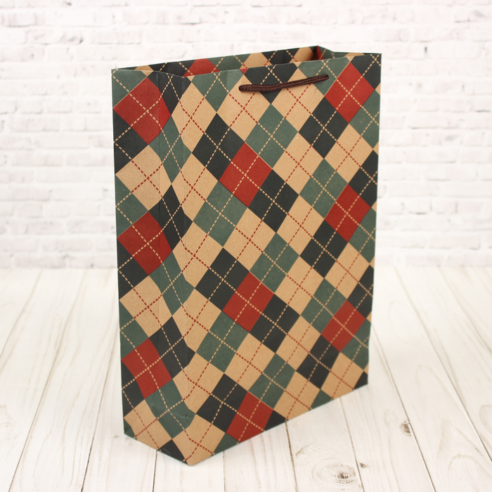 Пакет крафт "Ромбики", 23,5 х 8,5 х 31,5 см