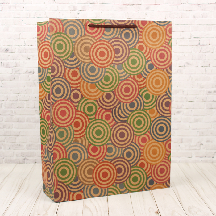 Пакет крафт "Цветные круги", 31,5 х 9,5 х 41,5 см