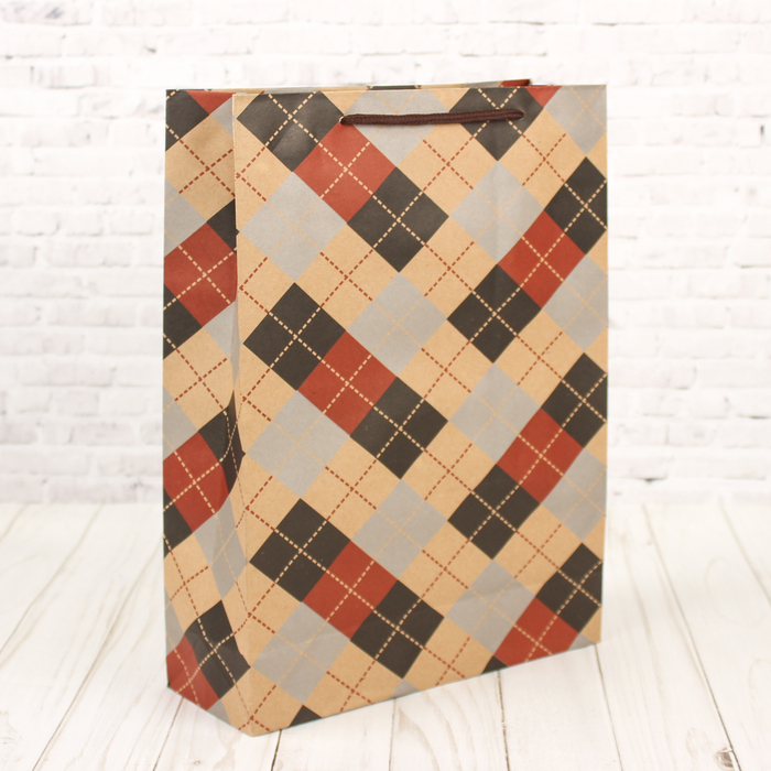 Пакет крафт "Ромбики", 31 х 9,5 х 42 см