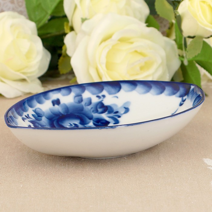 Салатник "Лодочка" малый, гжель, фарфор, 2с