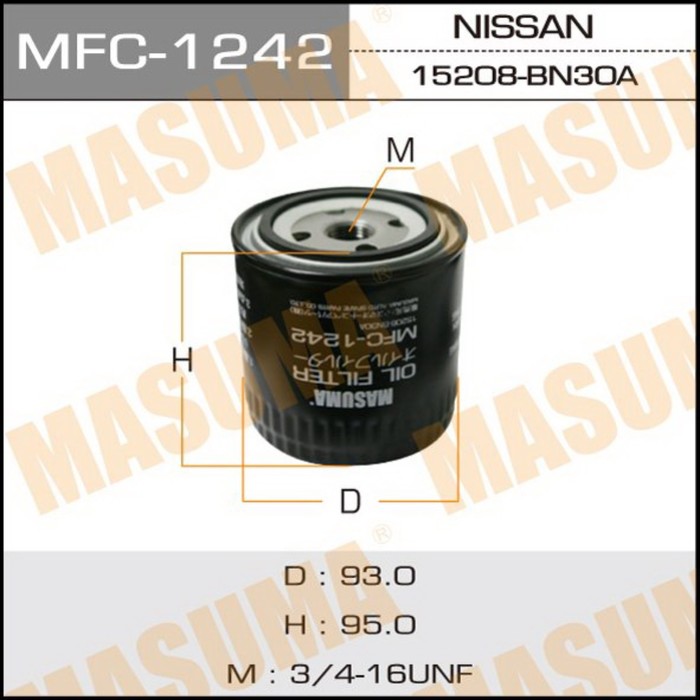 Фильтр масляный "Masuma" MFC1242