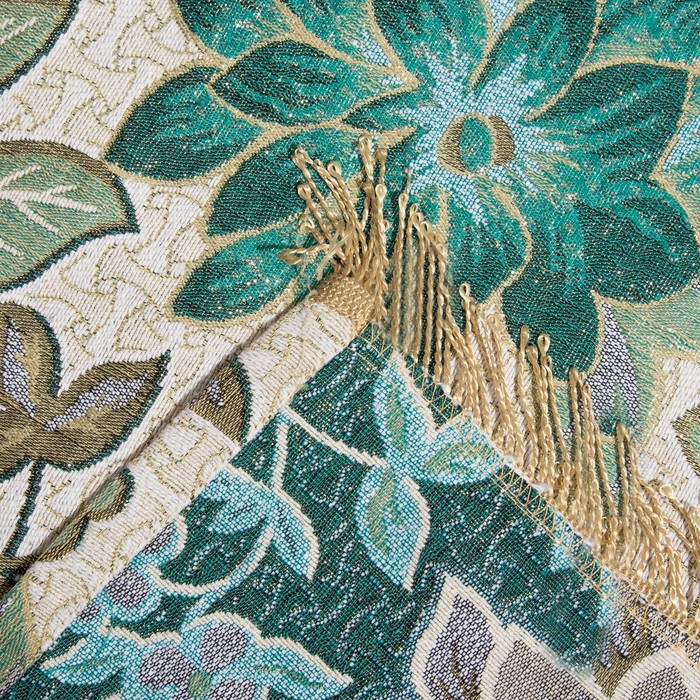 Накидка на кресло "Этель" Роскошь бирюзовый 70х160 см с бахромой