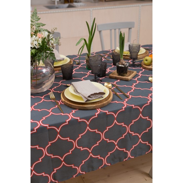 Скатерть "Доляна" Марокко Красный 145х150 см, 100% хлопок, рогожка, 162 г/м2