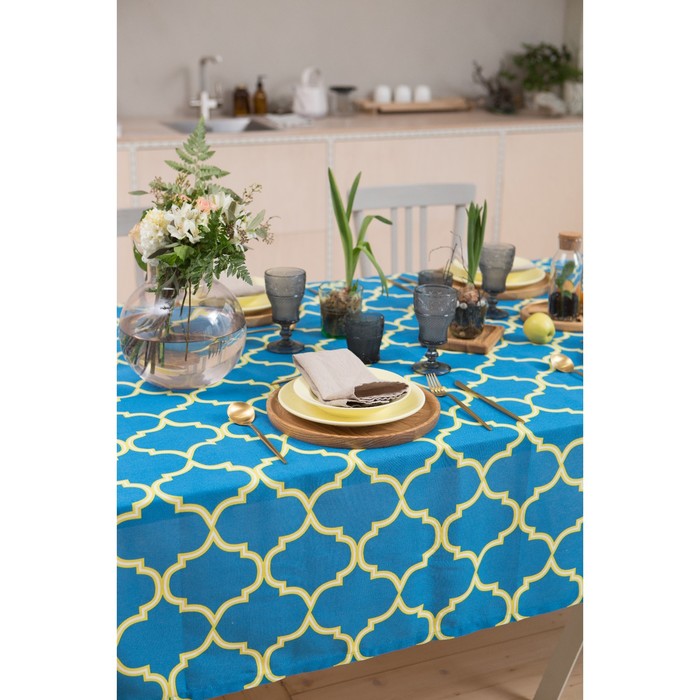 Скатерть "Доляна" Марокко Жёлтый 145х150 см, 100% хлопок, рогожка, 162 г/м2