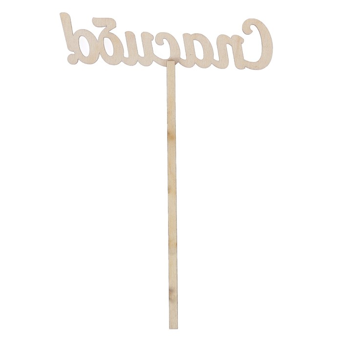 Топпер "Спасибо" из фанеры, 12х3 см (ТПР-236)