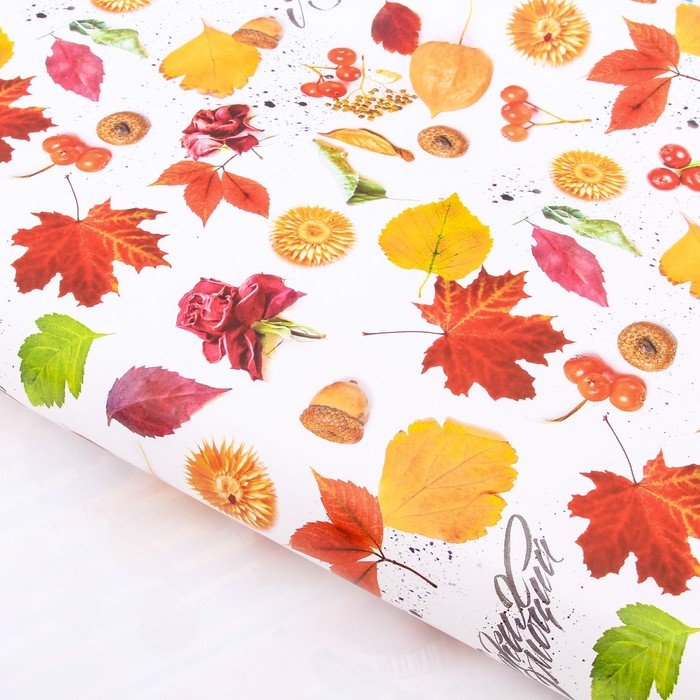 Бумага упаковочная глянцевая "Листва" 70 х100 см