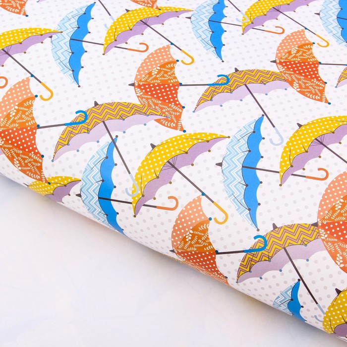 Бумага упаковочная глянцевая "Зонтики" 70 х100 см