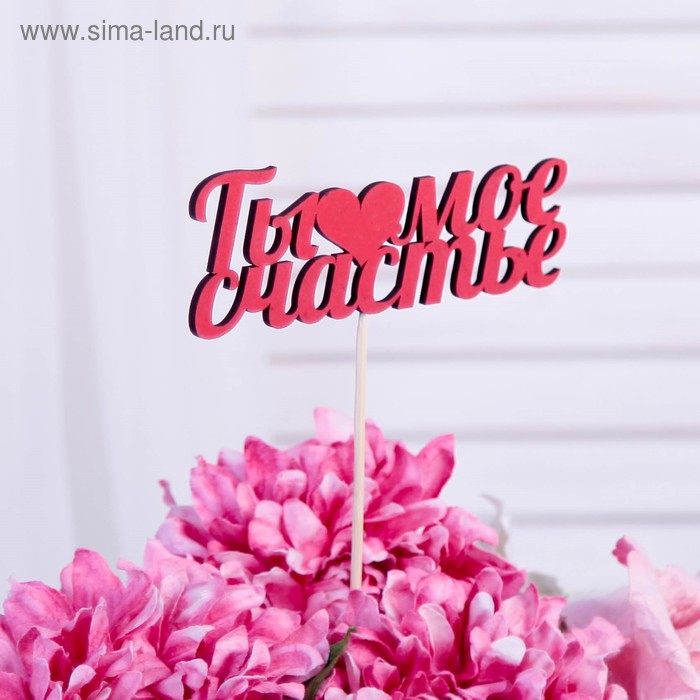 

Топпер «Ты мое счастье» красный 13х4,5 см