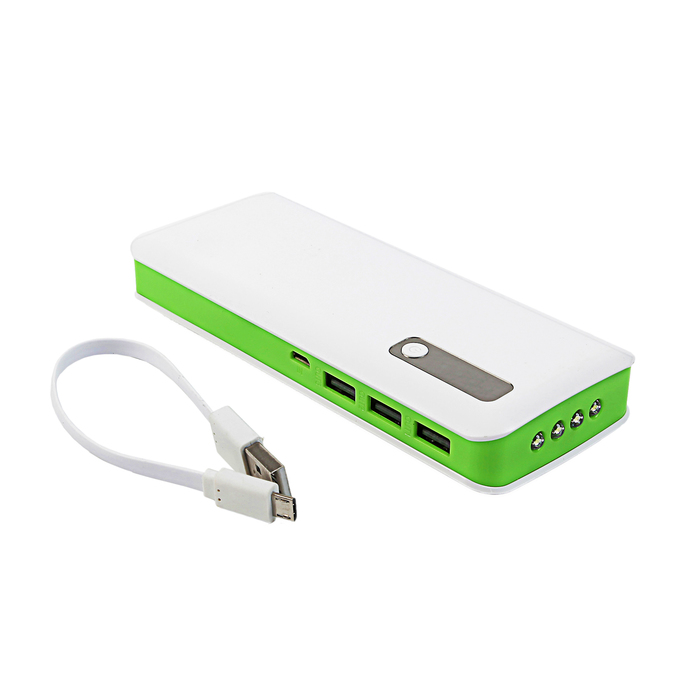 Внешний аккумулятор Power bank, LuazON Home 3 USB, с индикатором зарядки, 10400 мАч, микс