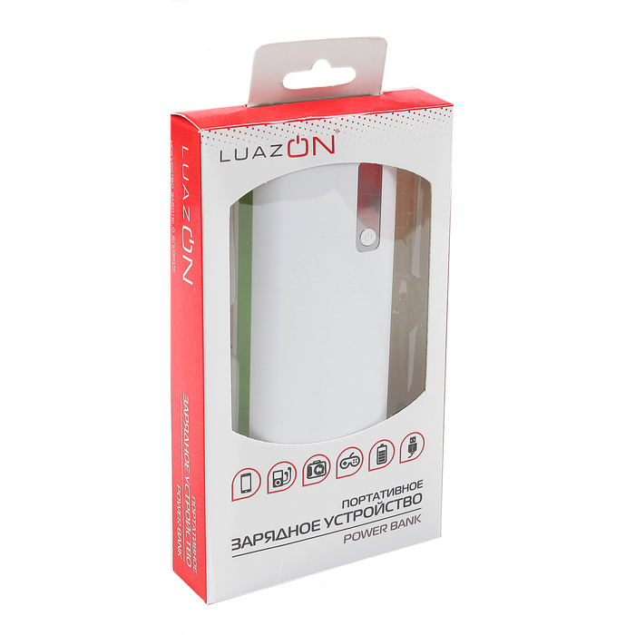 Внешний аккумулятор Power bank, LuazON Home 3 USB, с индикатором зарядки, 10400 мАч, микс