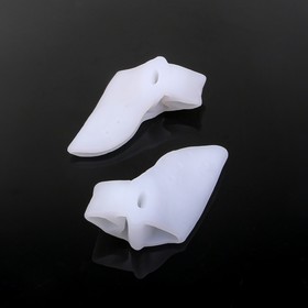 Корректоры - разделители для пальцев ног, с накладкой на косточку большого пальца, 1 разделитель, силиконовые, 7,5 × 6 см, пара, цвет белый