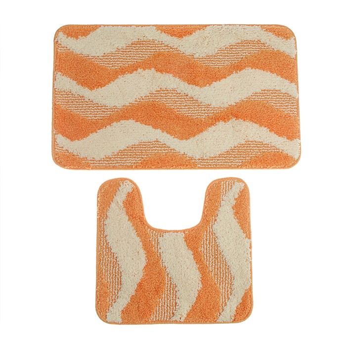 Набор ковриков для ванной и туалета 2 шт "Волны", цвет МИКС