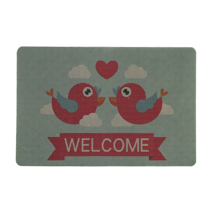 Коврик придверный "Welcome Птицы", цвет розовый